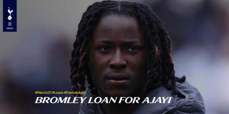 开云网页-热刺官方:前锋阿贾伊租借加盟英乙球队布罗姆利至本赛季结束